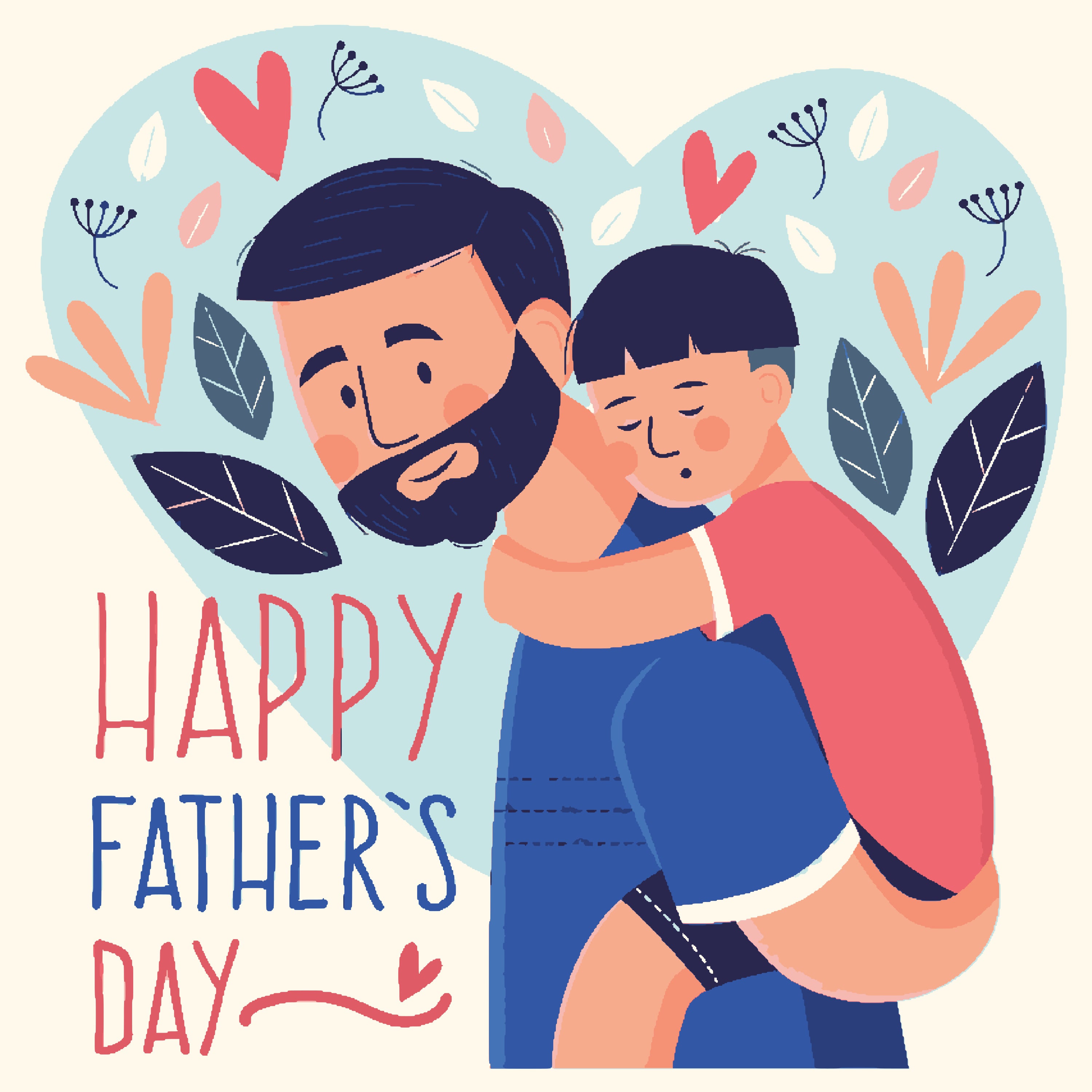 Father's Day- Son hanging on Father