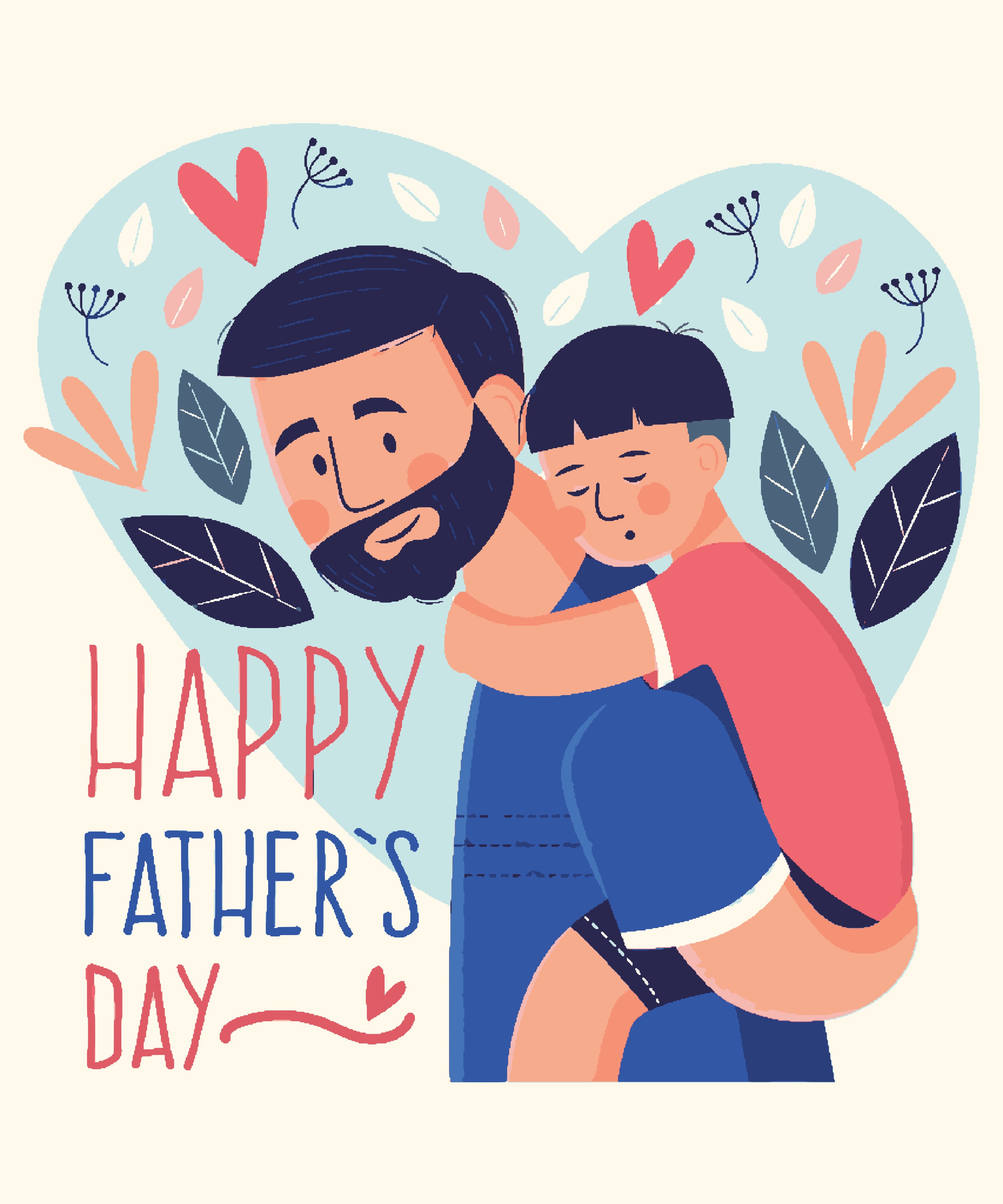 Father's Day- Son hanging on Father