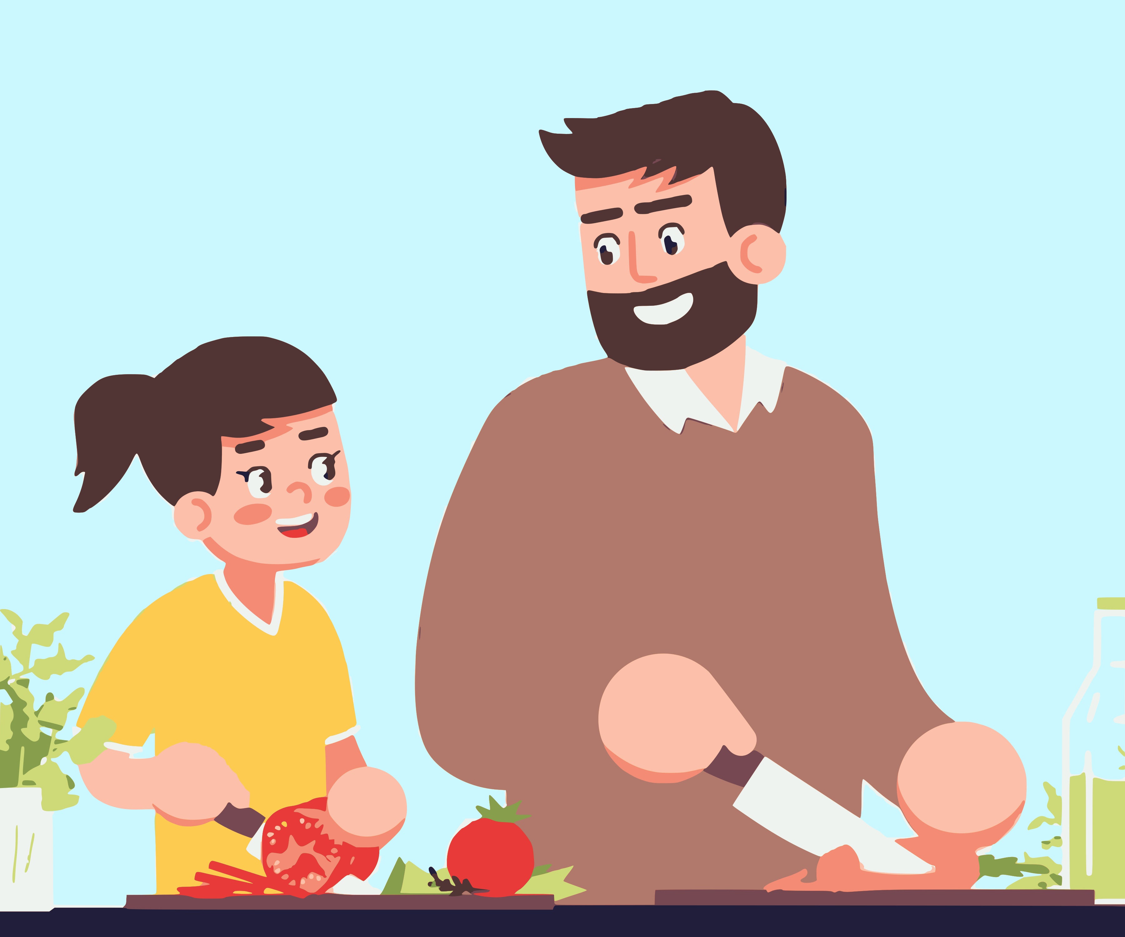 Father's Day- Father and Daughter cooking together