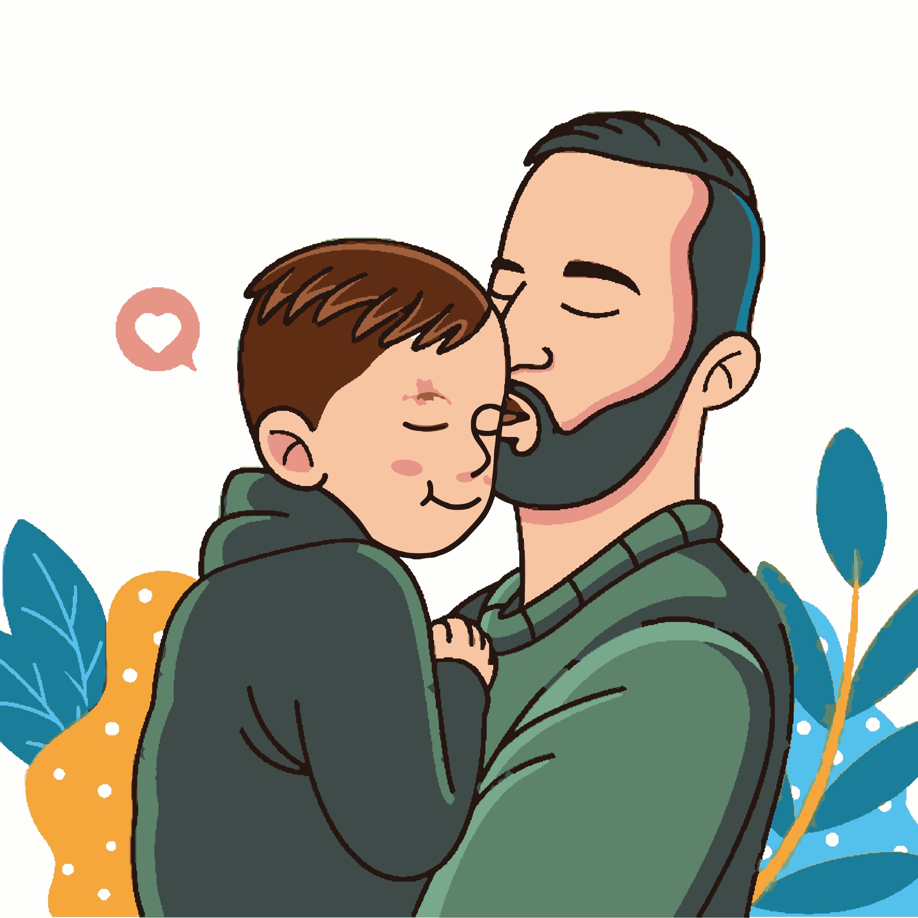 Father's Day- Father kissing Son