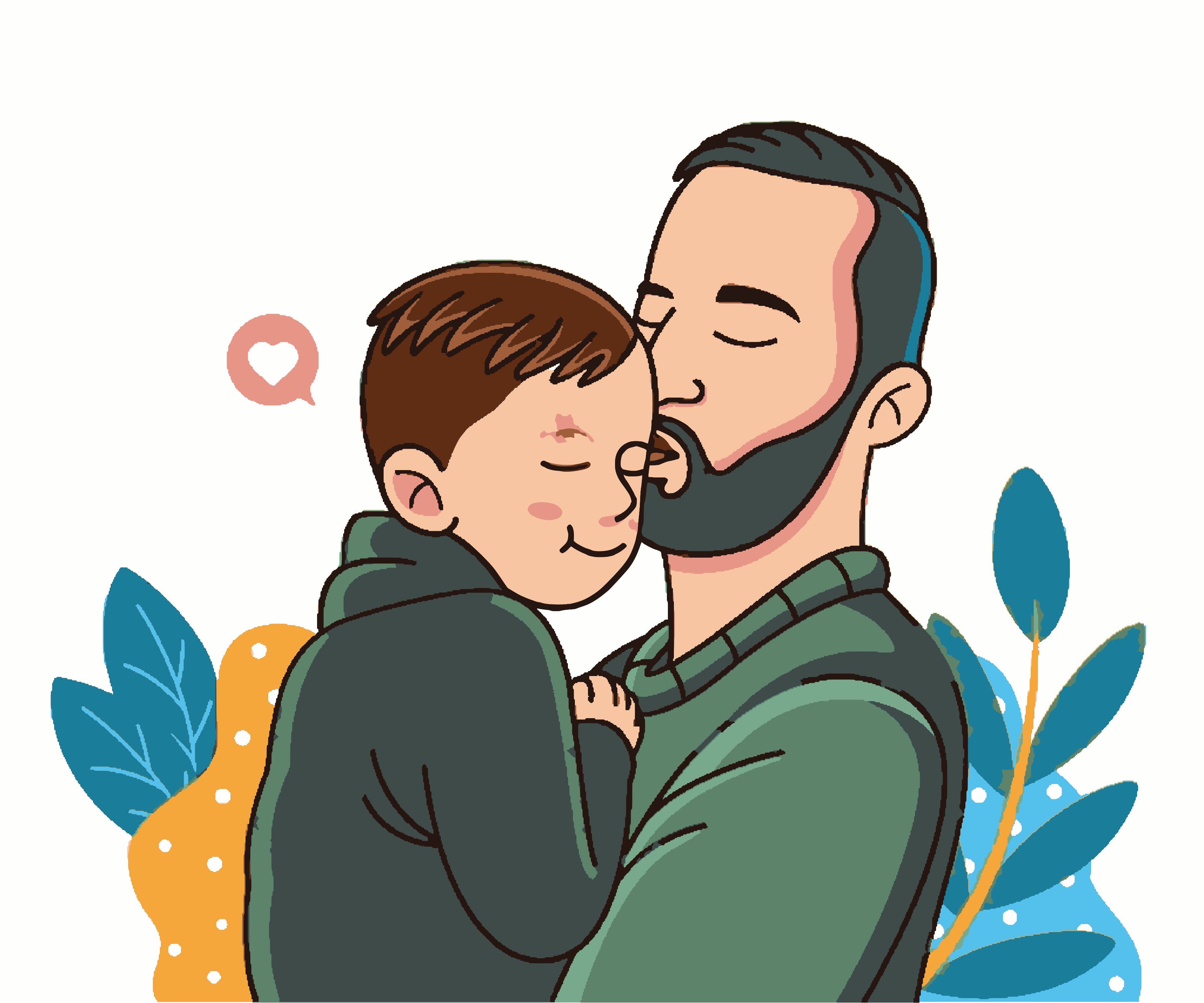 Father's Day- Father kissing Son