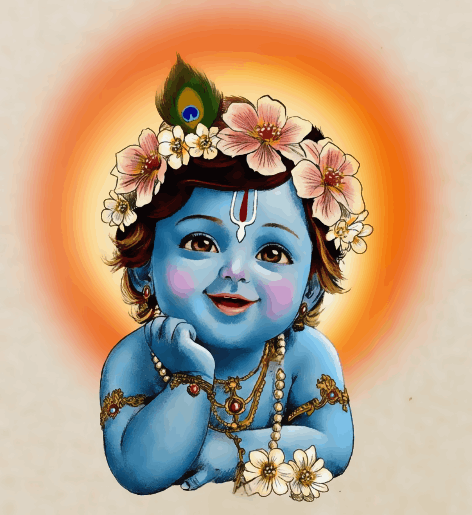 Cute Little Krishna Portrait - Janmasthami