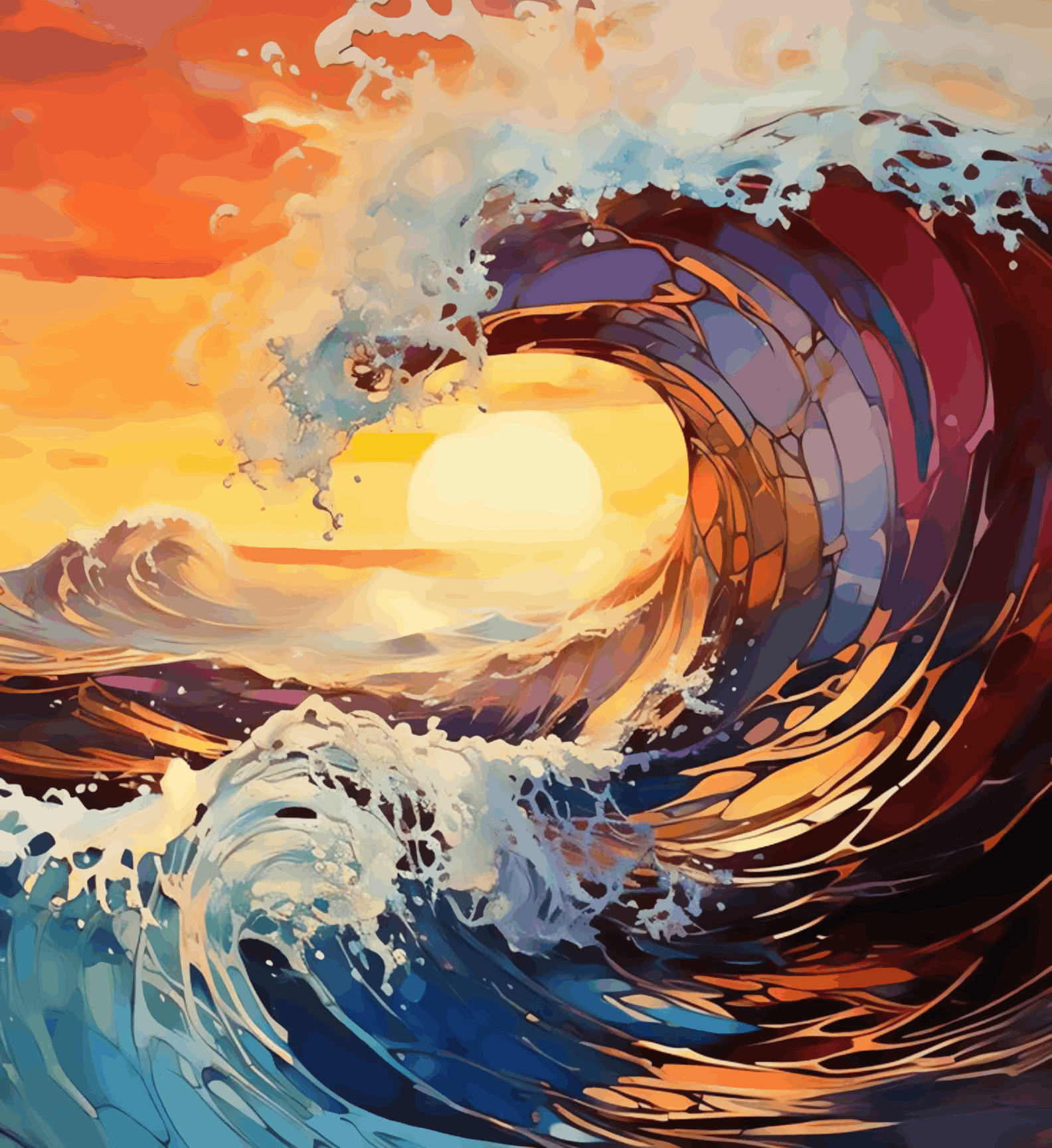 Sunset Sea Wave Abstract