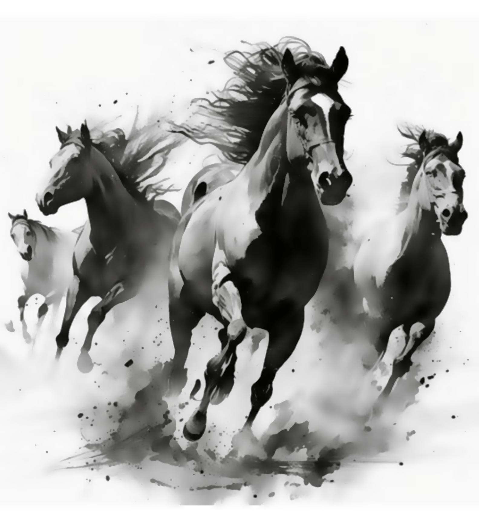 Group of Black Horse Monochrome