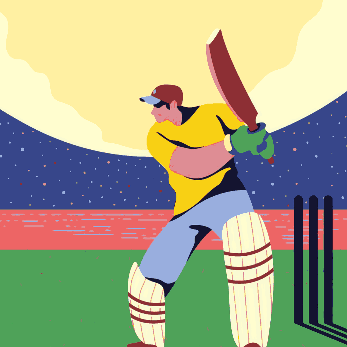 Boy playing cricket-T20 World Cup Collection