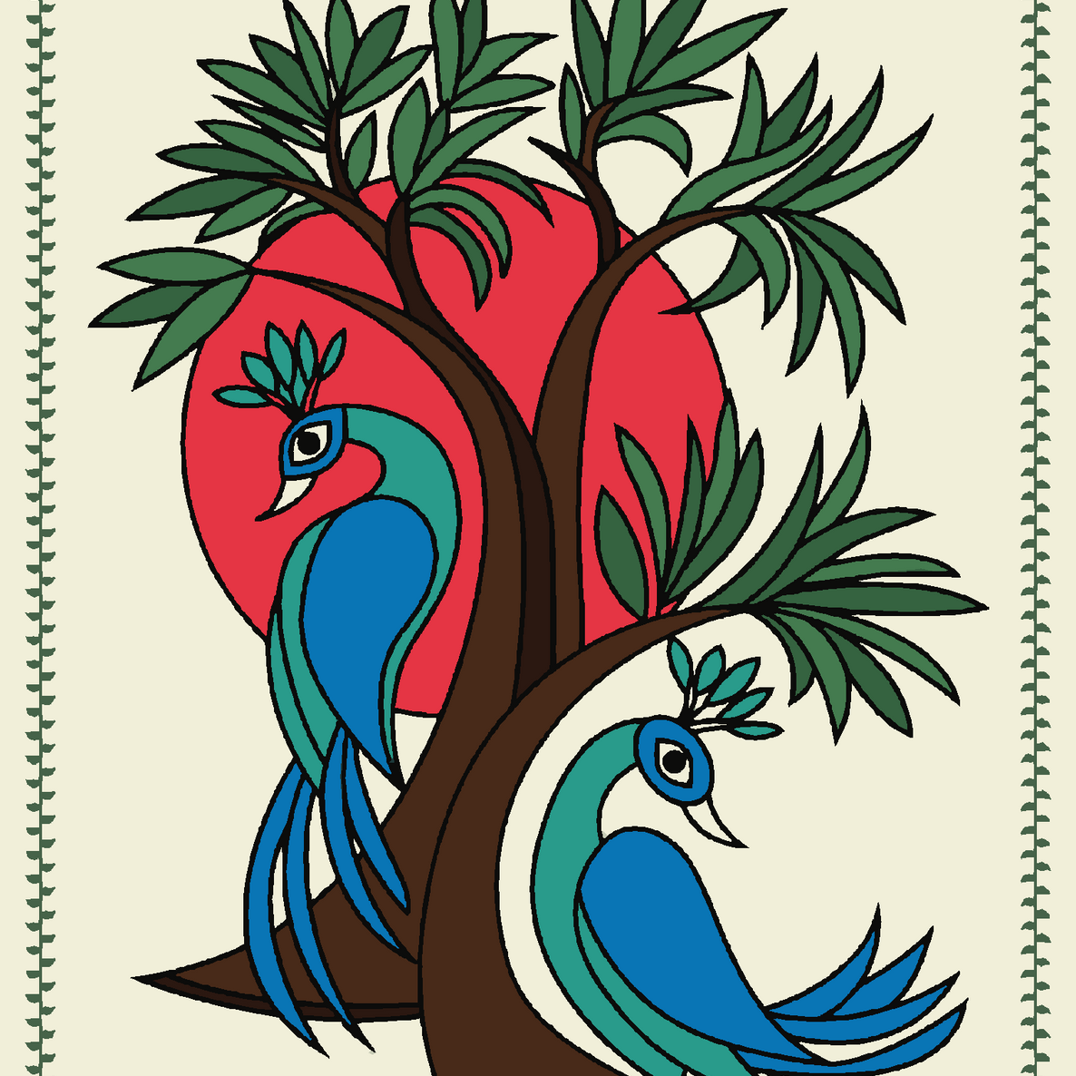 Peacock Madhubani Art