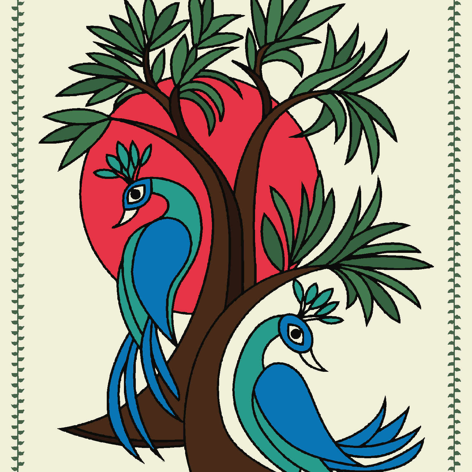 Peacock Madhubani Art