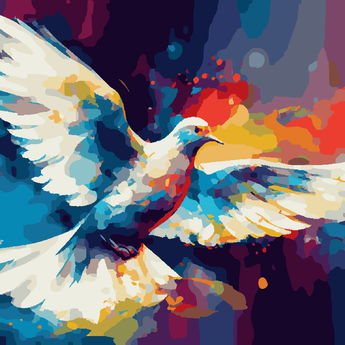 Pigeon Flying Colourful Background