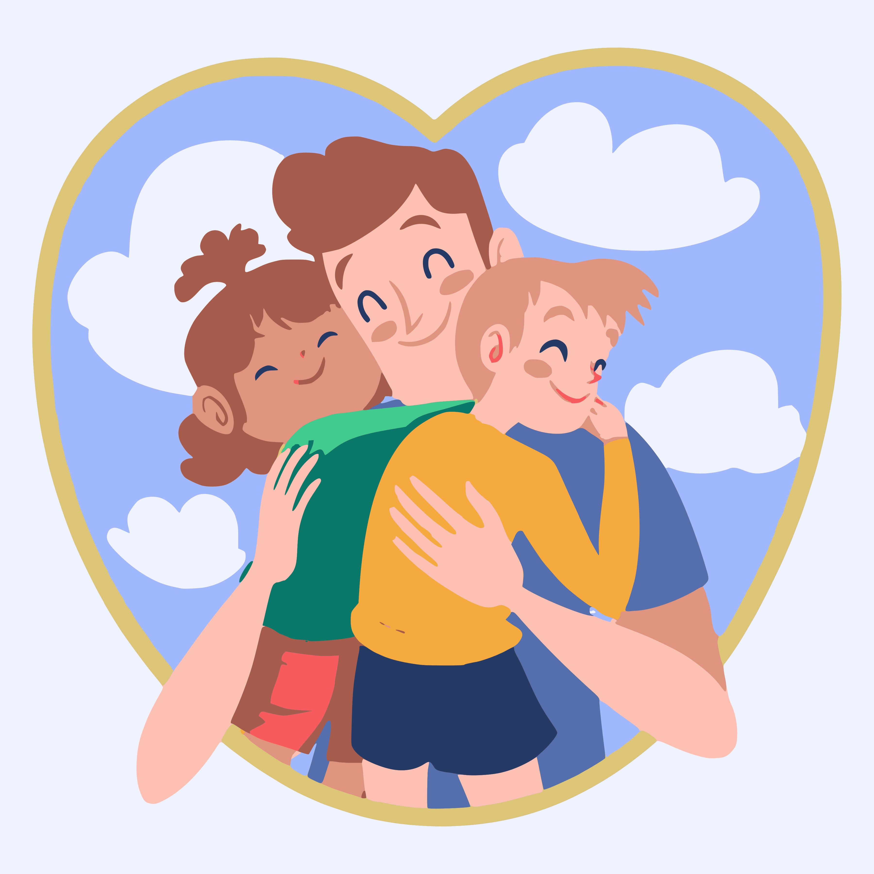 Father's Day- Father hugging Kids