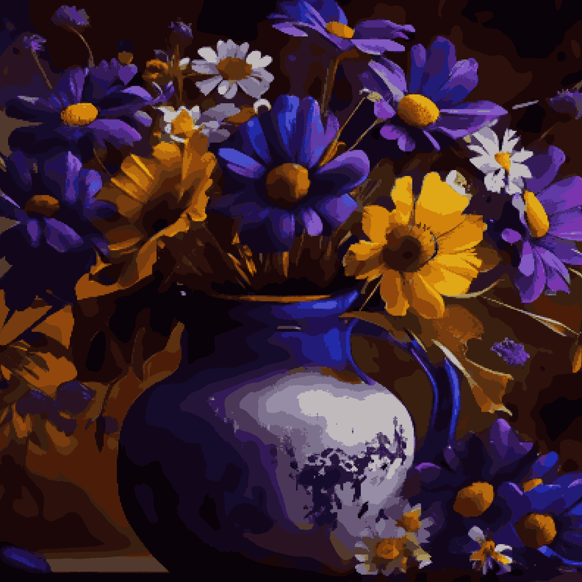 Purple and Yellow Flower Vase