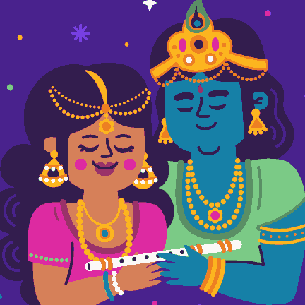 Radha Krishna Playing Flute