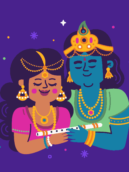 Radha Krishna Playing Flute