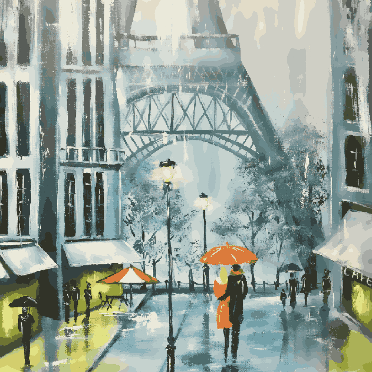 Raining Paris City Eiffel Tower