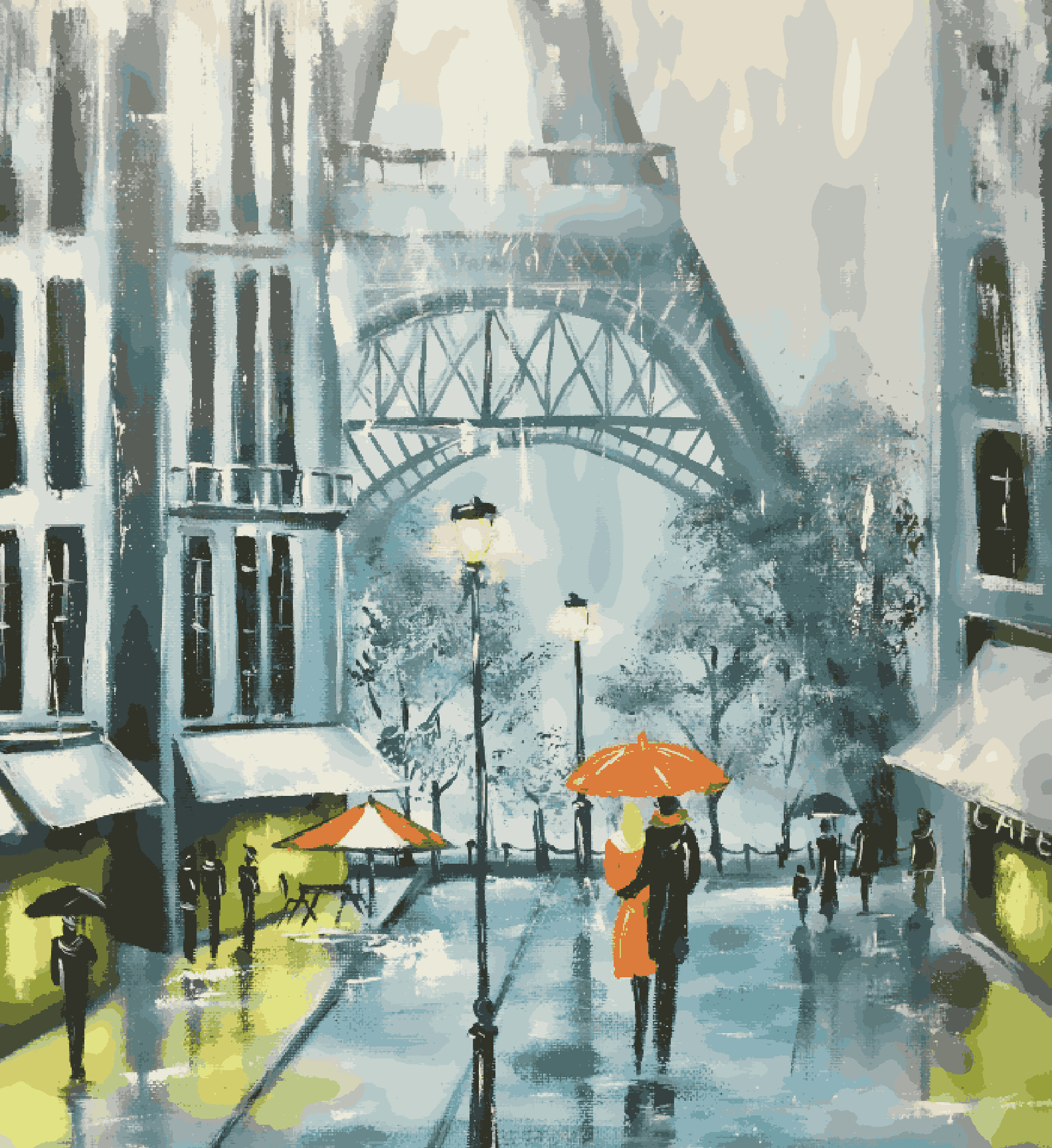 Raining Paris City Eiffel Tower