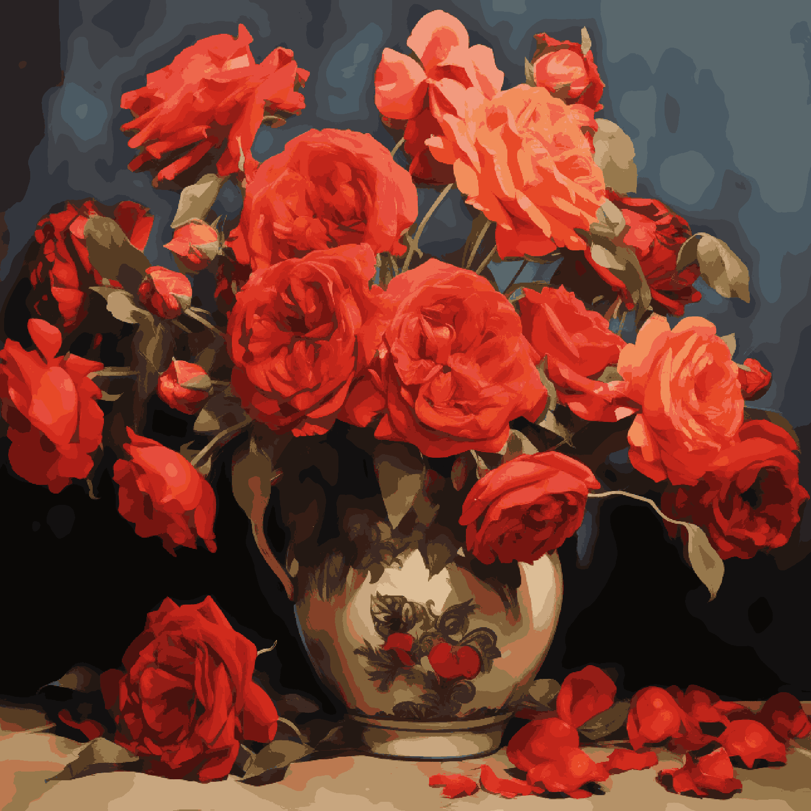 Red Flowers in Vase