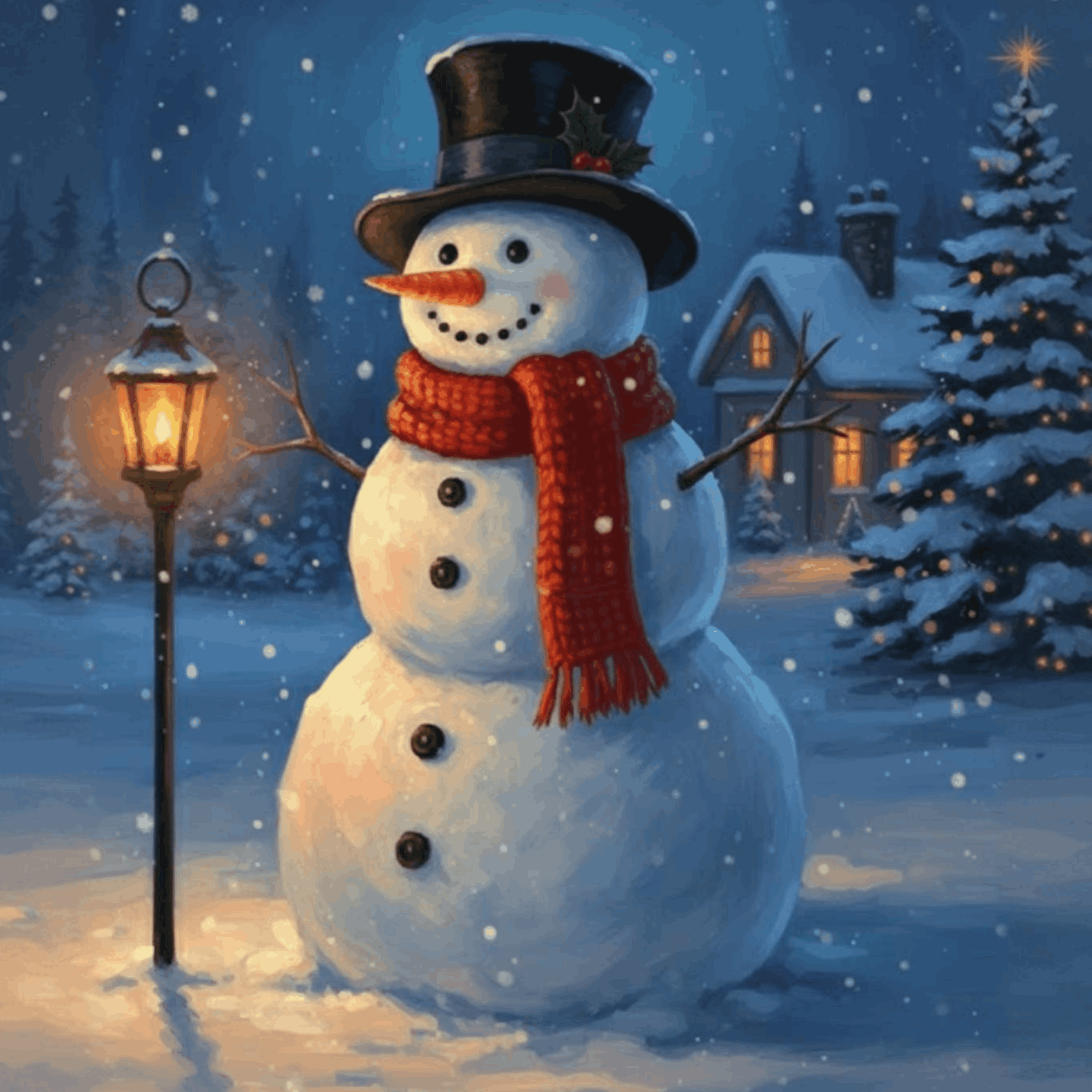 Snoman With Tophat - Christmas