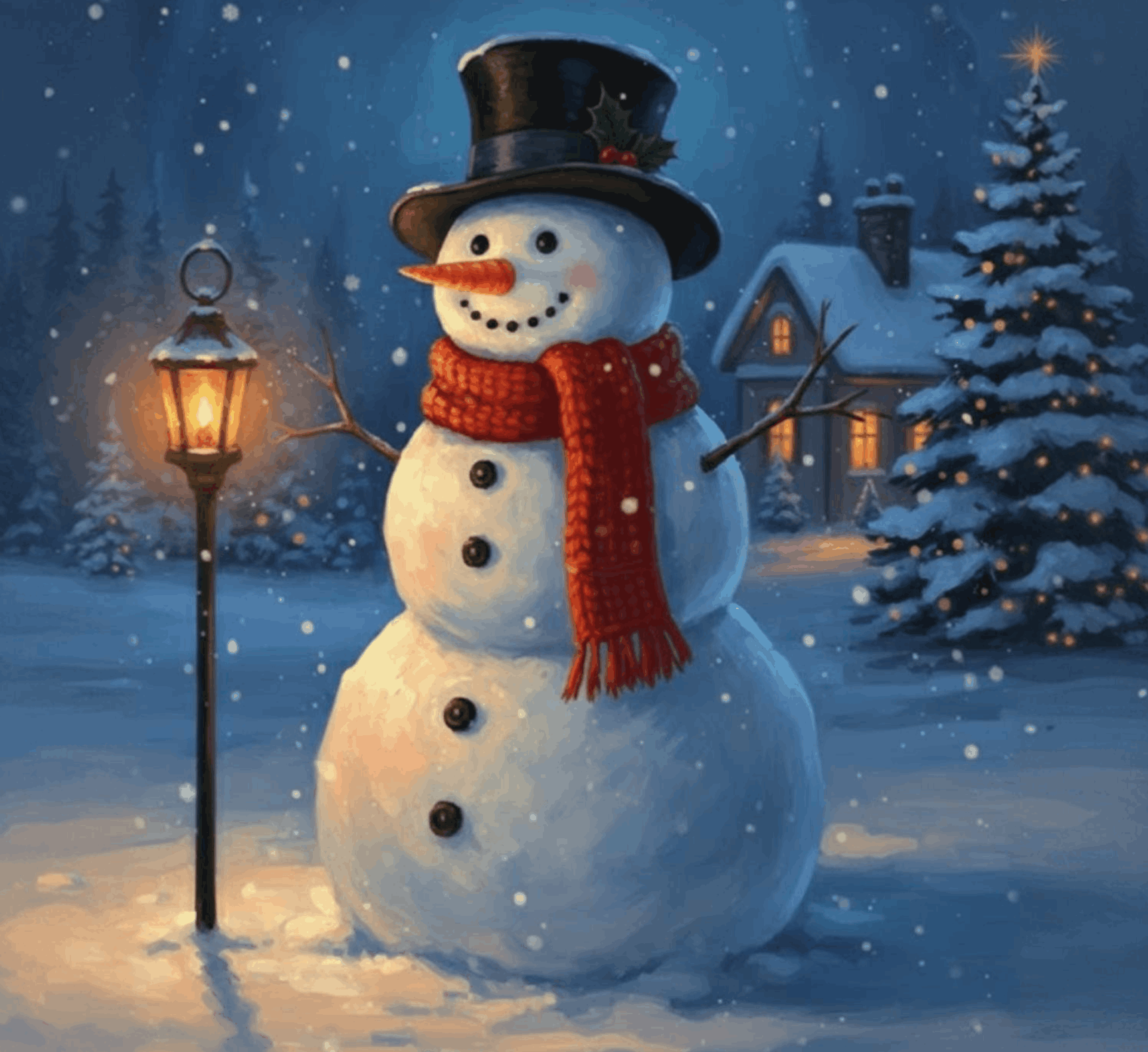 Snoman With Tophat - Christmas