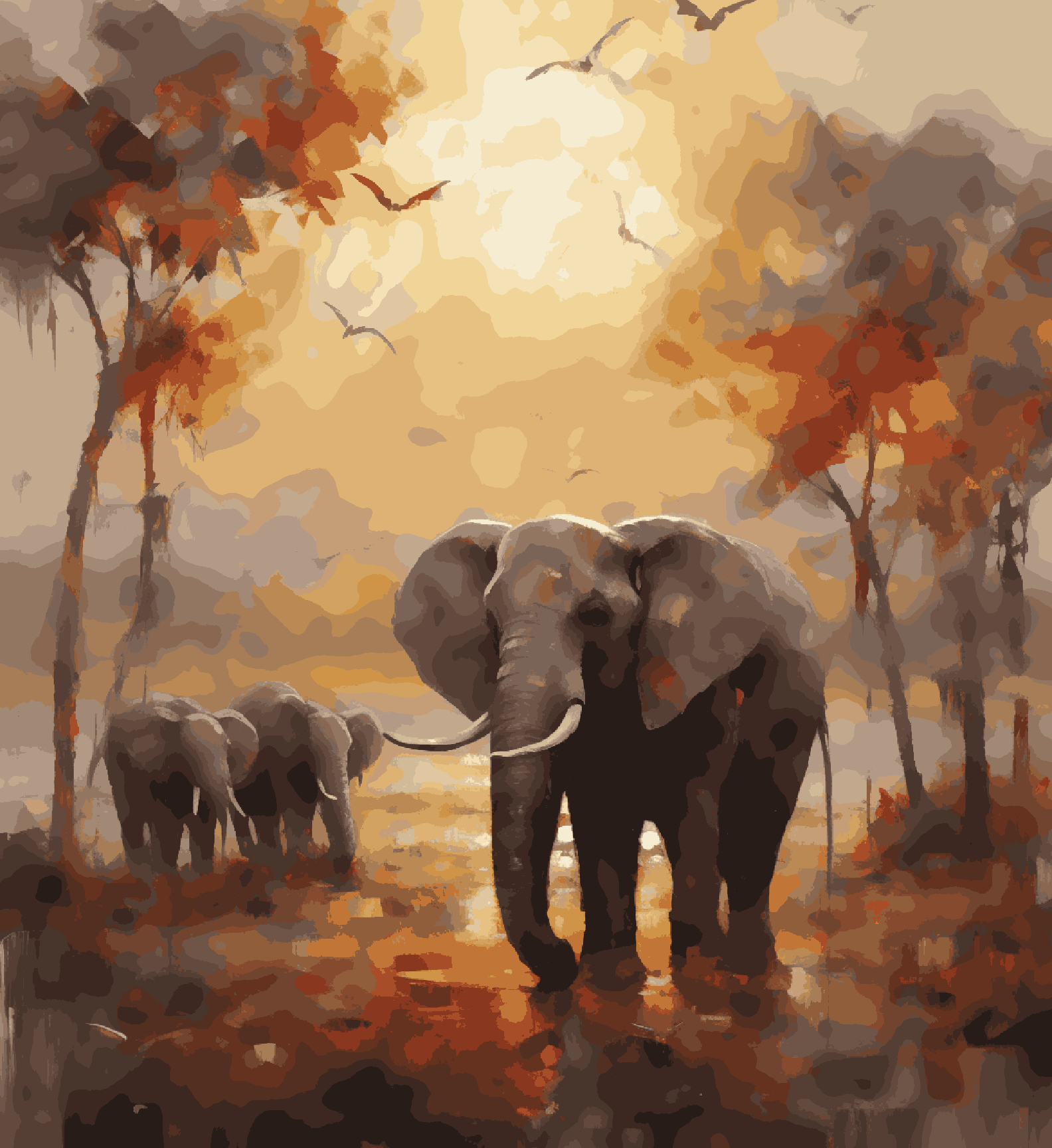 Three Elephants in the Forest