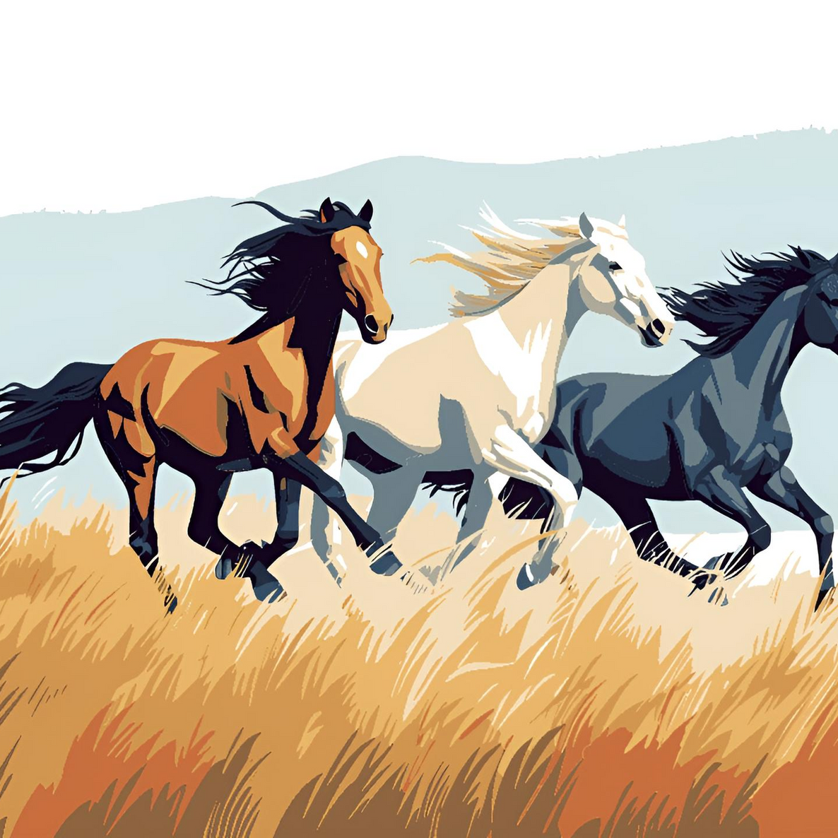 Three Running Horses