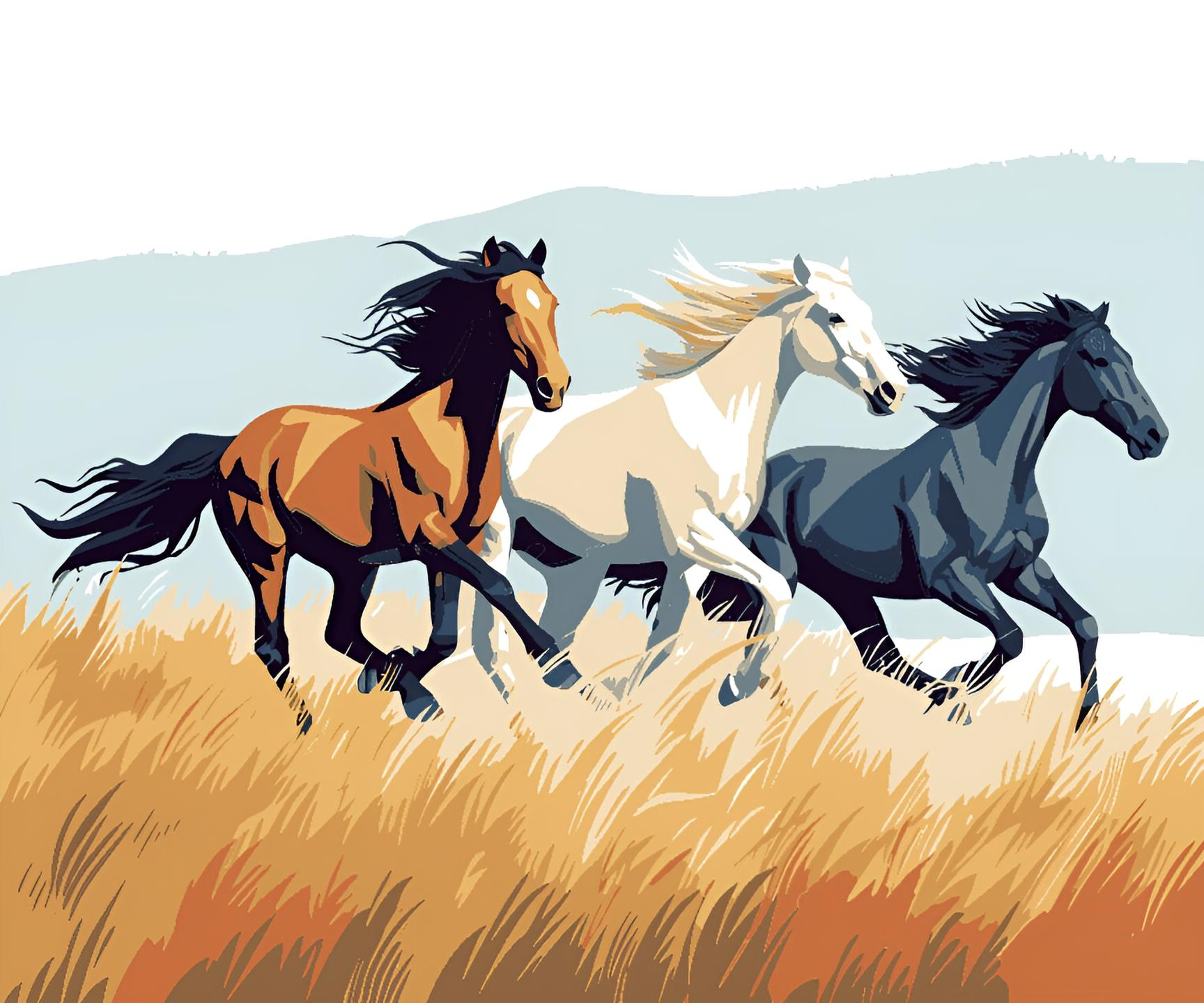 Three Running Horses