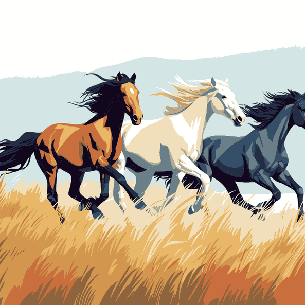 Three Running Horse