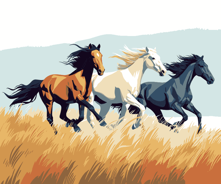 Three Running Horse