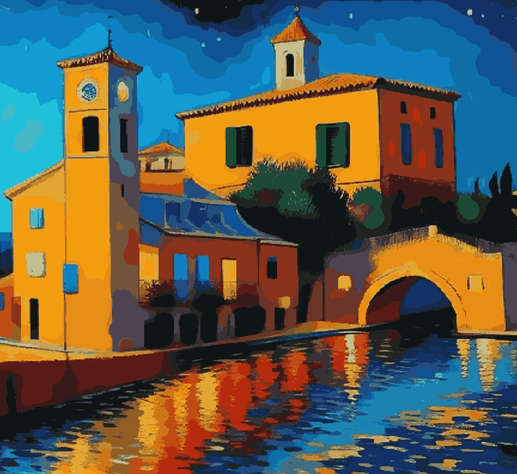 Trees Houses Scenery Panoramic Views