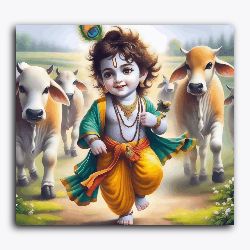 BalKrishna playing with cows - Janmasthami