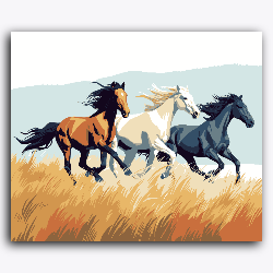 Three Running Horse