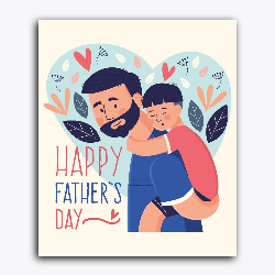 Father's Day- Son hanging on Father