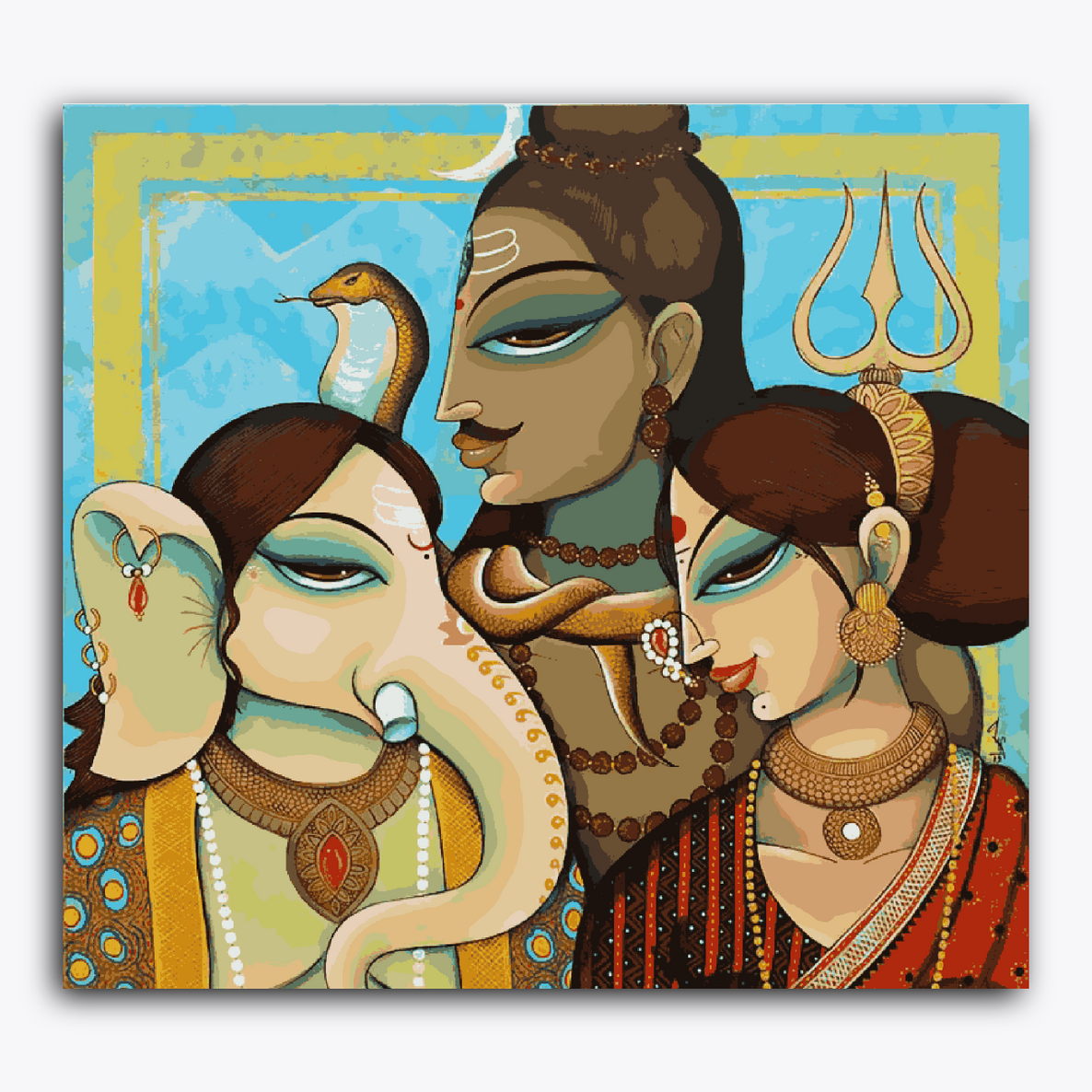 Ganesha Family Shiva Parvati Indian Art