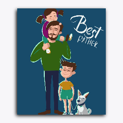 Father's Day- Father, Kids and Dog- Best Father