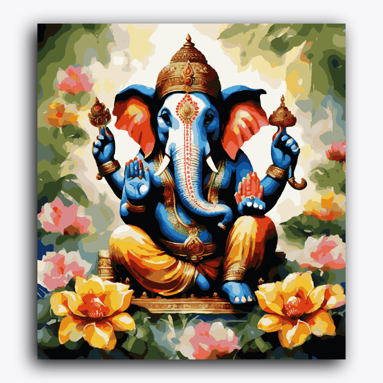 Ganesha Sitting in between Flowers