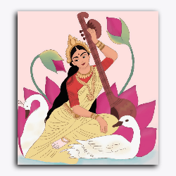 Saraswati Mata Playing Sitar Swan