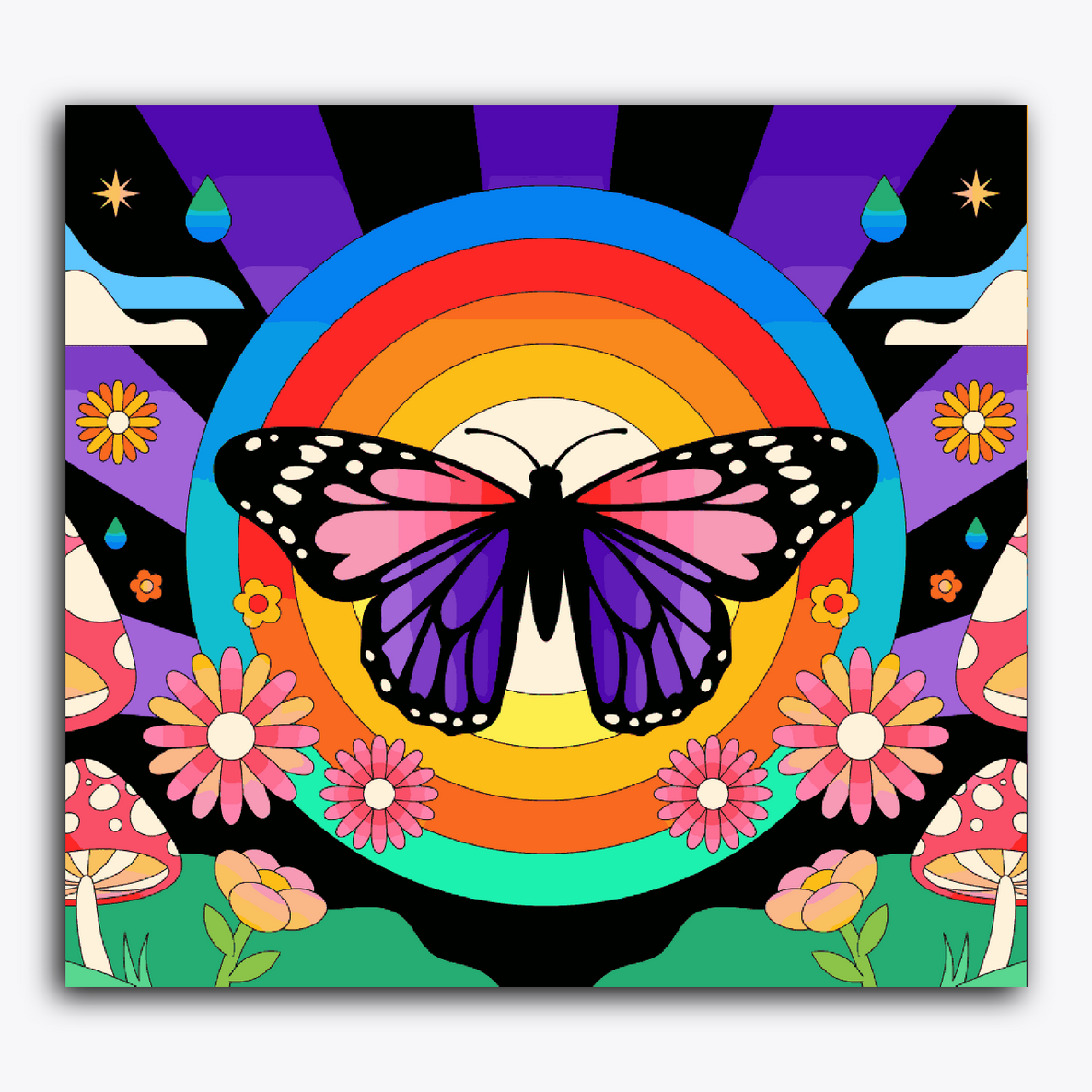 Colourful Butterfly with Flowers