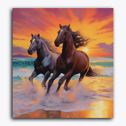 Two Horses on Beach