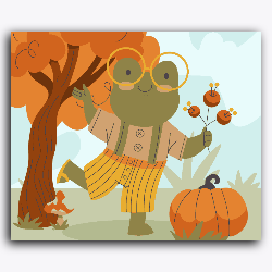 Cute Frog with Pumpkin