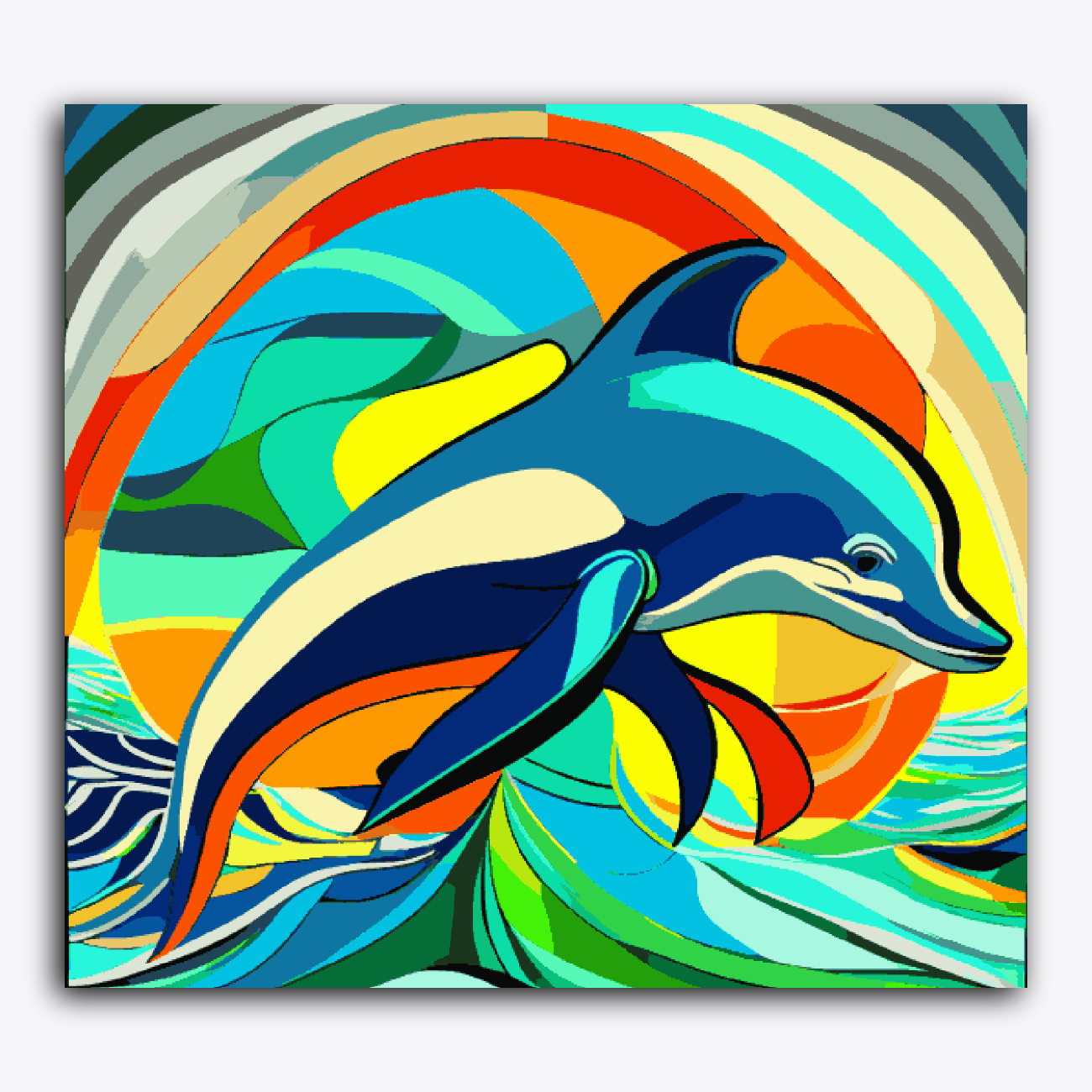 Dolphin with Colourful Strokes