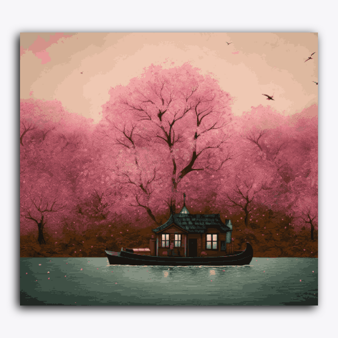 House Boat Pink Trees