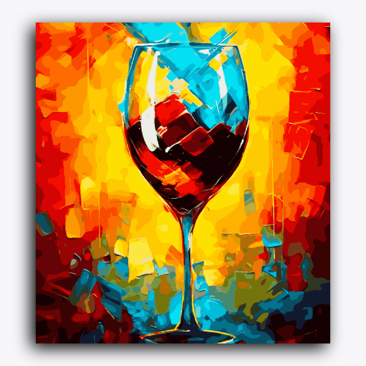 Wine Glass Colourful Strokes