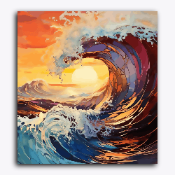 Sunset Sea Wave Abstract