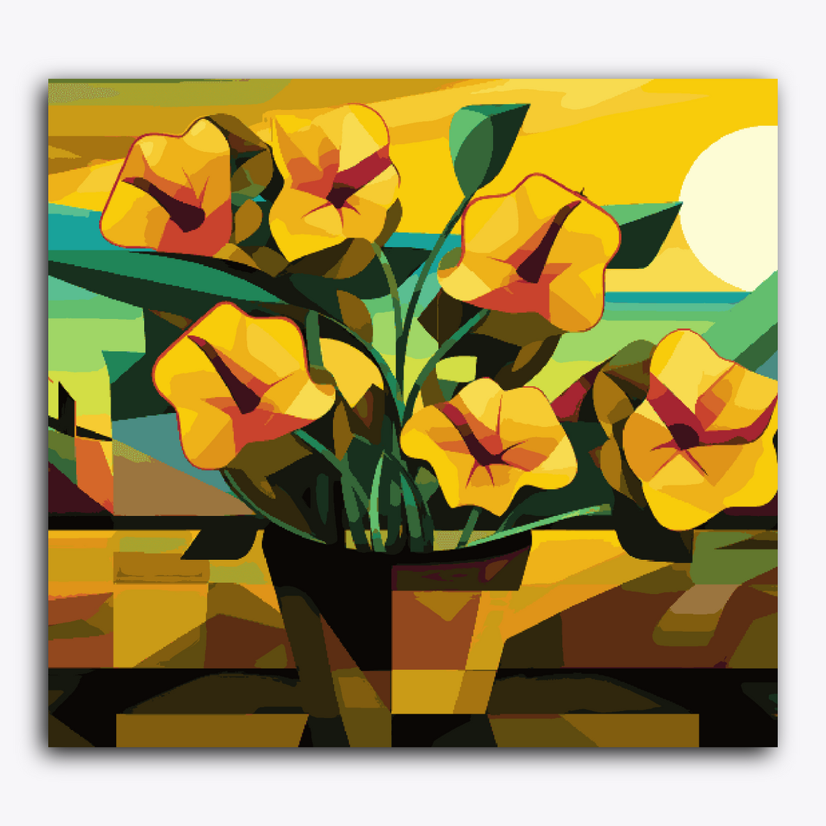 Yellow Flower Cubist Style