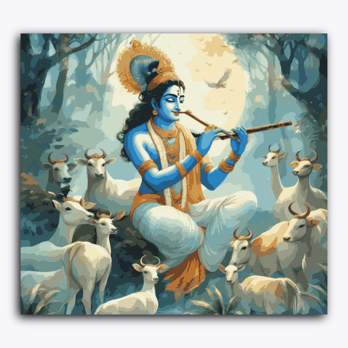 Shree Krishna in between cows