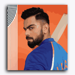 Virat Kohli Orange Background-Cricketer-T20 World Cup Collection