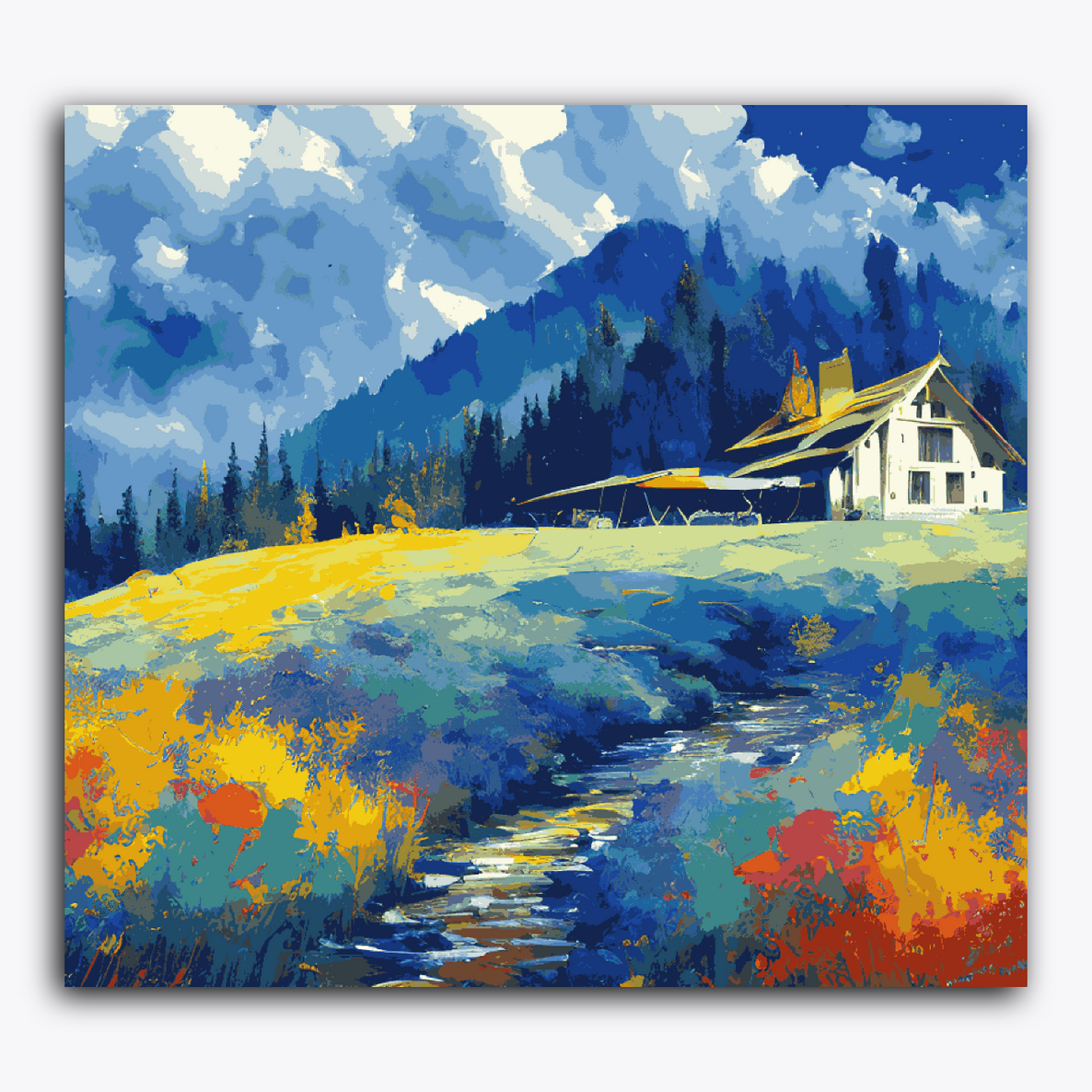 A House in Blue Background