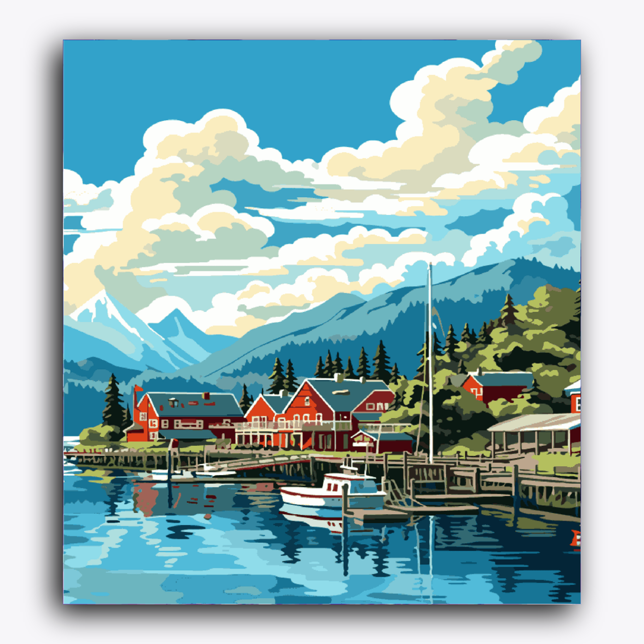 Red House In Blue Nature