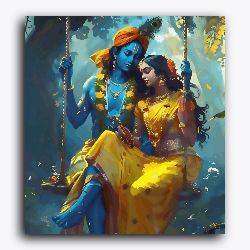 Radha Krishna swinging together - Janmasthami