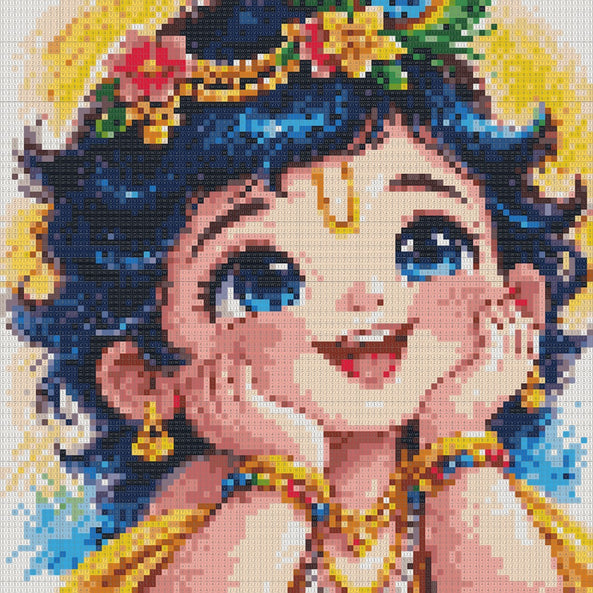 Cute Little Krishna Smiling - Dot by Number