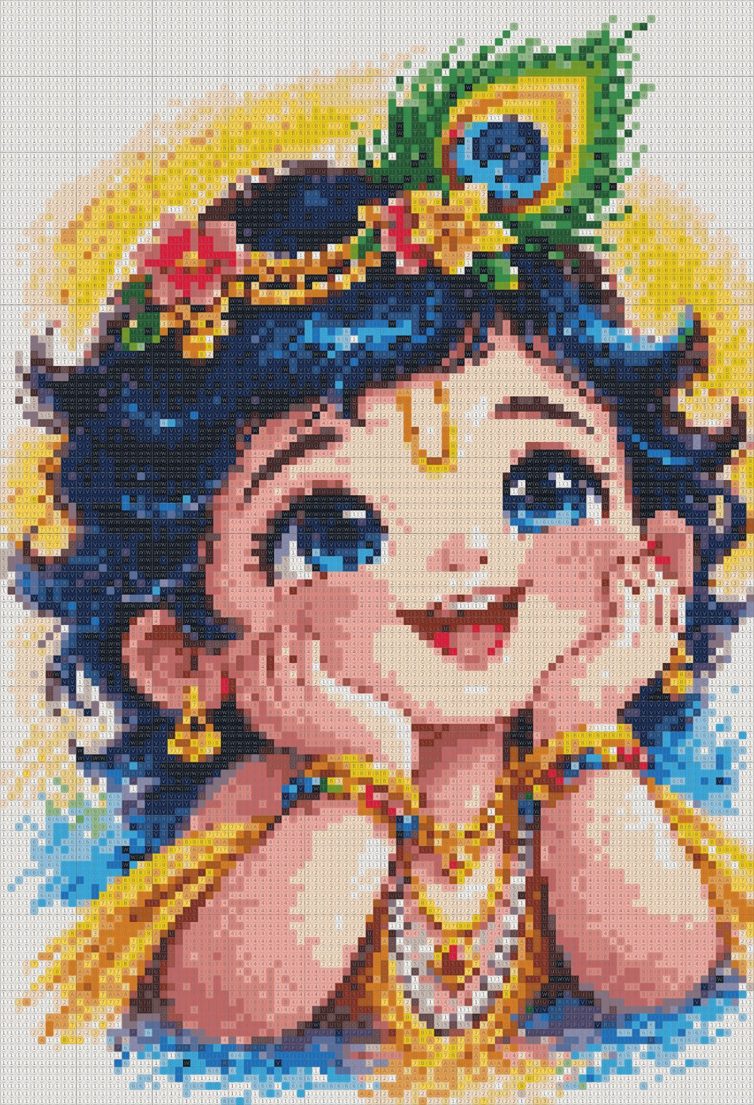 Cute Little Krishna Smiling - Dot by Number