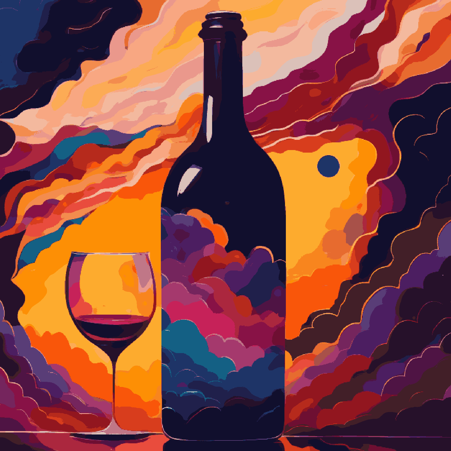 Wine Glass & Bottle
